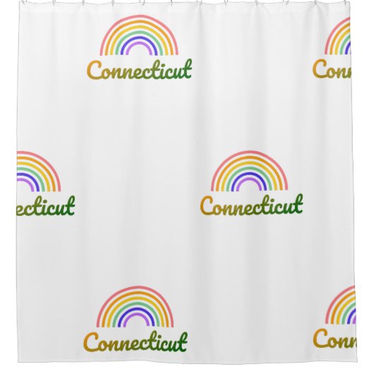 コネチカット州 – 州 – ハートフォードカラフルレインボー シャワーカーテン (正面)