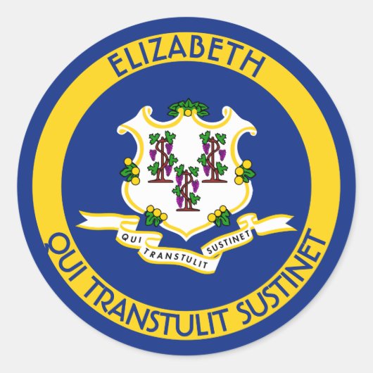 コネチカット憲法州国旗 ラウンドシール (正面)