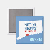 コネチカット日付の保存 – カスタマイズ可能な都市 マグネット (正面/裏面)