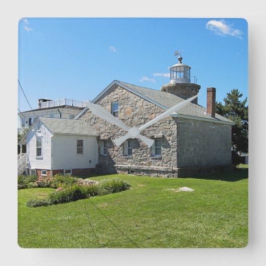 コネチカット時計ストーニントンハーバーライトハウス スクエア壁時計 (正面)