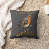 コネチカット準州の鳥 Turdus Migratorious クッション (ブランケット)