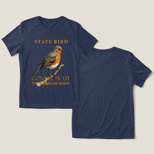コネチカット準州の鳥 Turdus Migratorious トライブレンドTシャツ (デザイン正面&裏面)