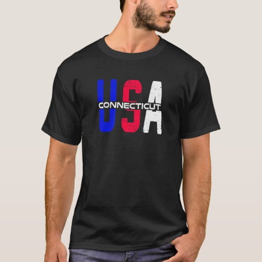 コネチカット米国ヴィンテージ愛国と誇りを持った米国Cit Tシャツ (正面)