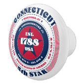 コネチカット米国州赤白青タイポグラフィ セラミックノブ (右)