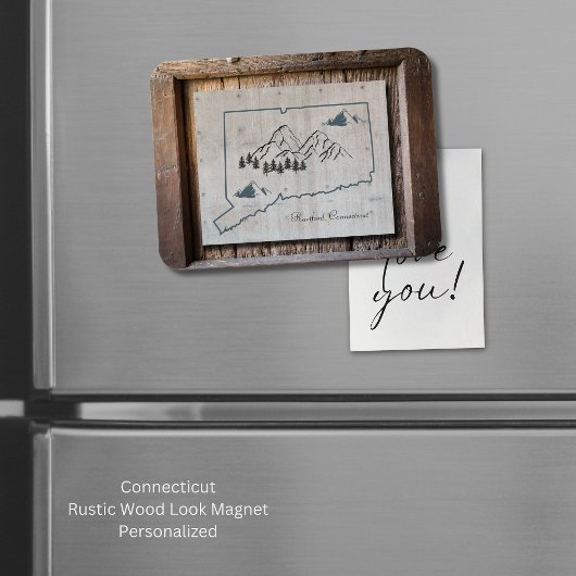 コネチカット素朴ウッドフレーム山 マグネット