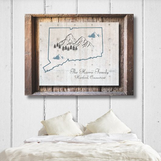 コネチカット素朴ウッドフレーム州キャンバスアート キャンバスプリント