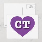 コネチカット紫ハート- I love CT ポストカード (正面/裏面)