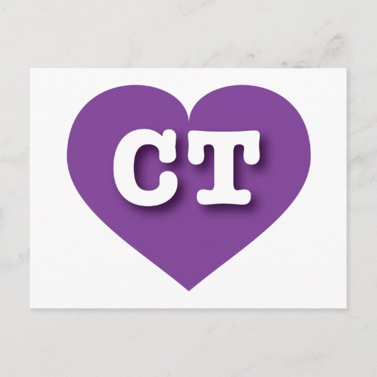 コネチカット紫ハート- I love CT ポストカード (正面)