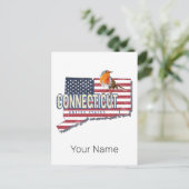 コネチカット統一された州レトロ州マップヴィンテージ シーズンポストカード (スタンド正面)