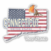 コネチカット統一された州レトロ州マップヴィンテージ シール (正面)