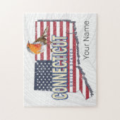 コネチカット統一された州レトロ州マップヴィンテージ ジグソーパズル (縦)