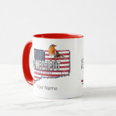 コネチカット統一された州レトロ州マップヴィンテージ マグカップ (正面左)