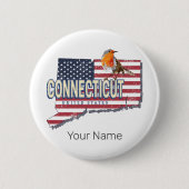コネチカット統一された州レトロ州マップヴィンテージ 缶バッジ (正面)