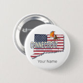 コネチカット統一された州レトロ州マップヴィンテージ 缶バッジ (正面&裏面)