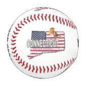 コネチカット統一された州レトロ州マップヴィンテージ 野球ボール (正面左)
