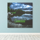 コネチカット美しい湖の木 キャンバスプリント (インサイチュ (ウッドフロア))