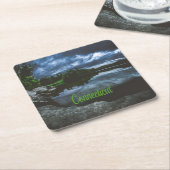 コネチカット美しい湖の木 スクエアペーパーコースター (アングル)