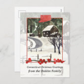 コネチカット農場からのメリークリスマスパーソナライズされた シーズンポストカード (正面/裏面)