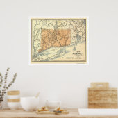 コネチカット鉄道地図1893 ポスター (キッチン)