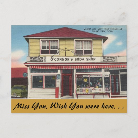 コネチカット、オコナーのソーダショップ、サウンドビュー ポストカード (正面)