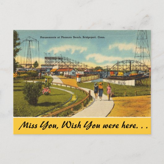 コネチカット、プレジャービーチ、ブリッジポート ポストカード (正面)