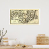 コネチカット&西部鉄道地図1871 ポスター (キッチン)