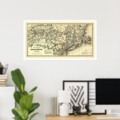 コネチカット&西部鉄道地図1871 ポスター (ホームオフィス)
