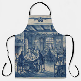 コネチカット 1700年代 デルフトブルー コーヒーハウス アート エプロン
