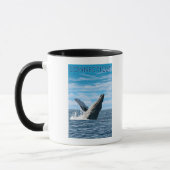 コネチカットHumpbackクジラのシーン マグカップ (左)