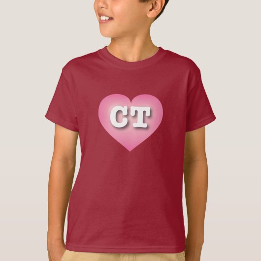 コネチカットPink Fadeハート- I love CT Tシャツ (正面)