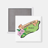 コネチティカラフルカット地図ティーの州,ギフト マグネット (正面/裏面)