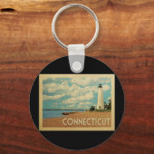 コネチティクライトハウスヴィンテージトラベル キーホルダー (正面)