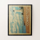 コネチティクライトハウスヴィンテージトラベル ジグソーパズル (縦)