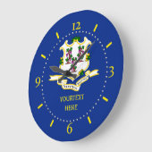 コネパーソナライズされたチカット州旗デザインオン ラージ壁時計 (傾斜)