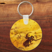 コノコギリの琥珀の石の中のクモ キーホルダー (正面)