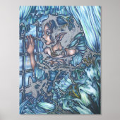 コハクの妖精少女のサファイアの冬の眺め 箔ポスター (正面)