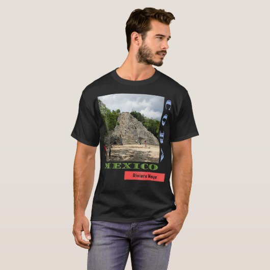 コバメキシコマヤン遺跡お土産フォトグラップ Tシャツ (正面フル)