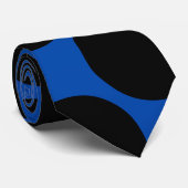 コバルトのタイの大きく黒い水玉模様 ネクタイ (ロール)