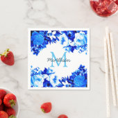 コバルトエレガントブルーの花 | カスタマイズ スタンダードカクテルナプキン (インサイチュ)