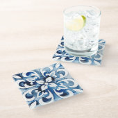 コバルトタイルII ガラスコースター (アングル)