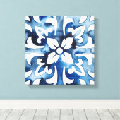 コバルトタイルII キャンバスプリント (インサイチュ (ウッドフロア))