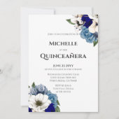 コバルトダスティブルーウォーターカラーフローラキンセアニラ 招待状 (正面)