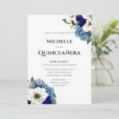 コバルトダスティブルーウォーターカラーフローラキンセアニラ 招待状 (スタンド正面)