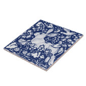 コバルトネイビーブルーラビットバニーデダムデルフトモリス タイル (側面)