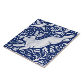 コバルトネイビーブルーラビットバードデダムデルフトモリス タイル (側面)