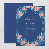 コバルトピーチ＆ペオニーの結婚式 招待状 (正面/裏面)