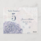 コバルトブルーあじさい結婚の花のテーブル番号 ポストカード (裏面)