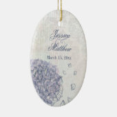 コバルトブルーあじさい結婚の花の写真の好意 セラミックオーナメント (右)