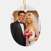 コバルトブルーあじさい結婚の花の写真の好意 セラミックオーナメント (裏面)