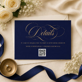 コバルトブルーとゴールドのシンプルな結婚式 エンクロージャーカード